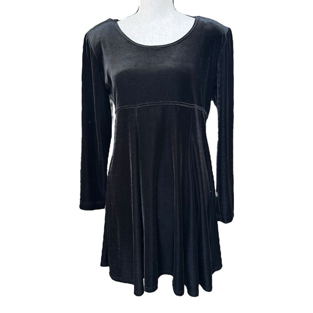 Vintage Molly Malloy Black Velvet Mini Dress Size 12 Fit & Flare Goth